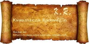 Kvasznicza Radován névjegykártya